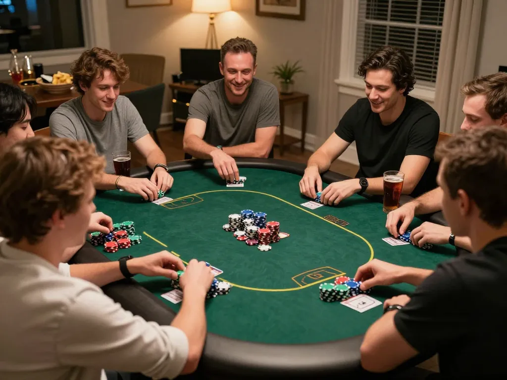 SC88 players engaging in a thrilling home poker night filled with excitement and camaraderie.