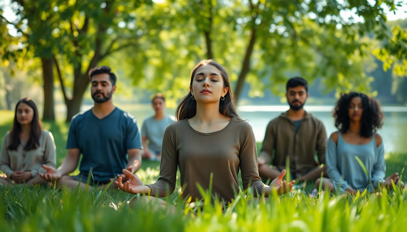 Promote mental health awareness through serene meditation in nature.