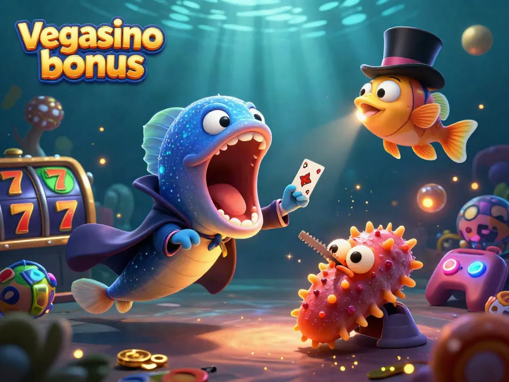 Experience the vegasino bonus magic with colorful slots and whimsical sea creatures in a vibrant casino scene.