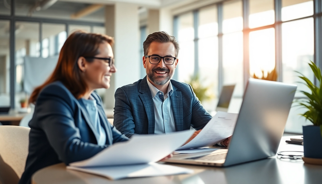 Headhunter IT engaging with clients in a vibrant office setting.