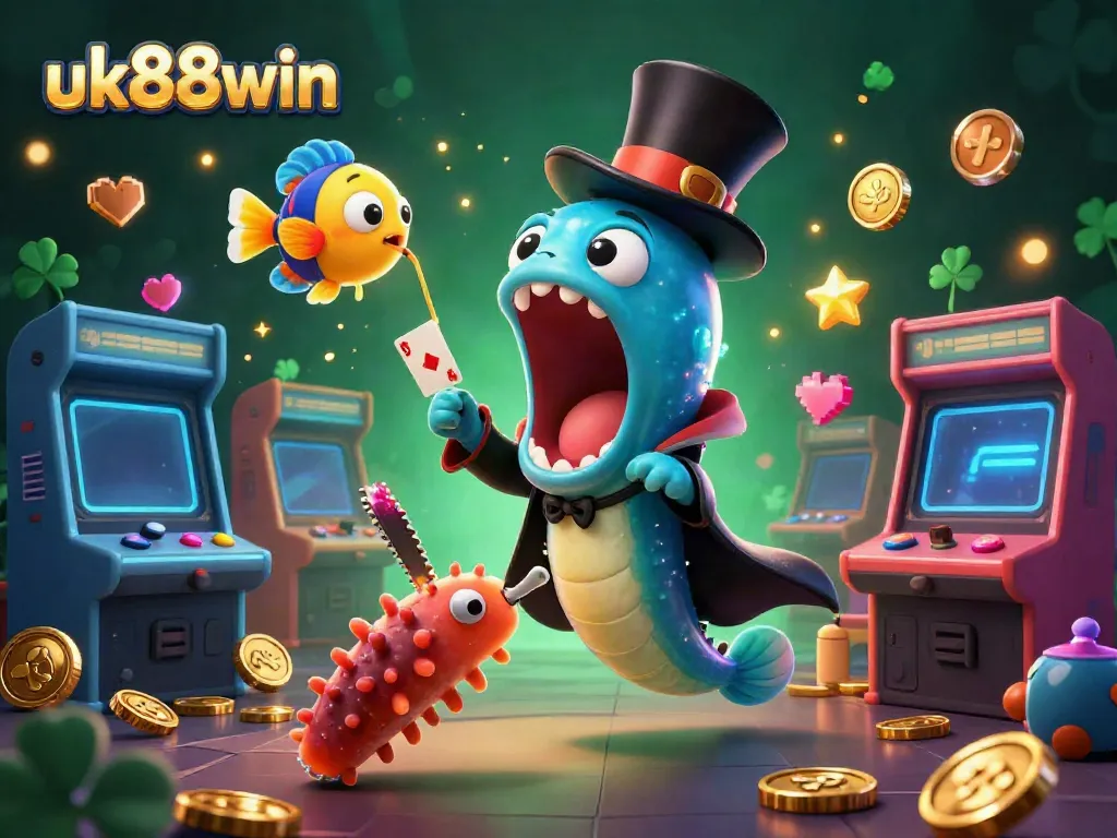 Experience the thrill of uk88win with a vibrant underwater casino scene featuring unique characters and gaming elements.