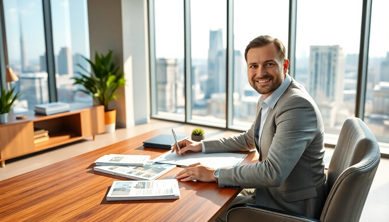 Immobilienmakler Frankfurt Eckenheim berät Kunden in einem modernen Büro.