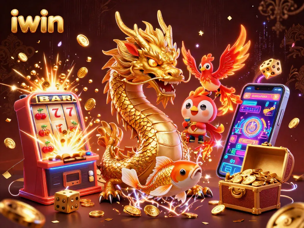 Spin and win at iwin with this vibrant 3D casino scene showcasing dynamic characters and exciting gaming elements.