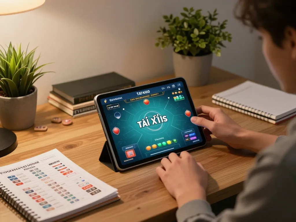 Engaging in game tài xỉu online for strategic betting from a cozy home office.