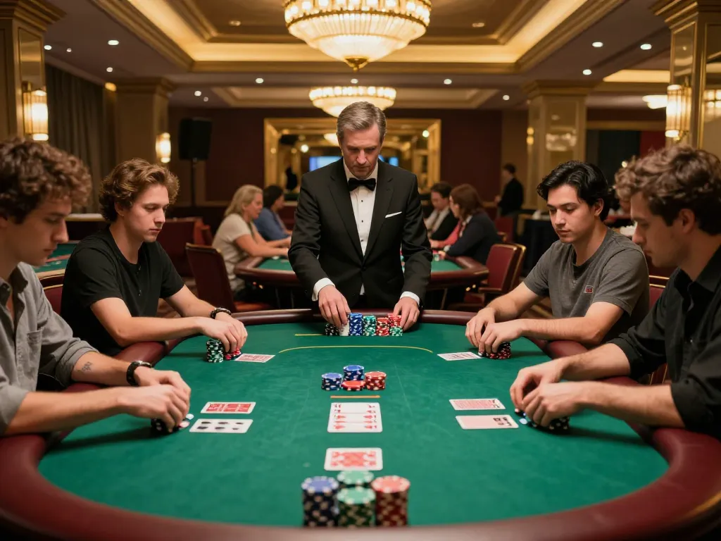 Players strategizing during a Texas Hold'em game at DAGA’s elegant casino.